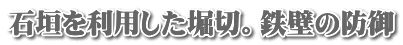 石垣を利用した堀切。鉄壁の防御