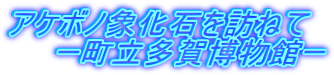 アケボノ象化石を訪ねて 　　ー町立多賀博物館ー